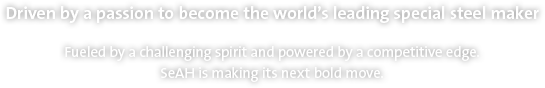Driven by a passion to become the world’s leading special steel maker - Fueled by a challenging spirit and powered by a competitive edge. SeAH is making its next bold move.